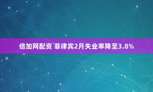 倍加网配资 菲律宾2月失业率降至3.8%