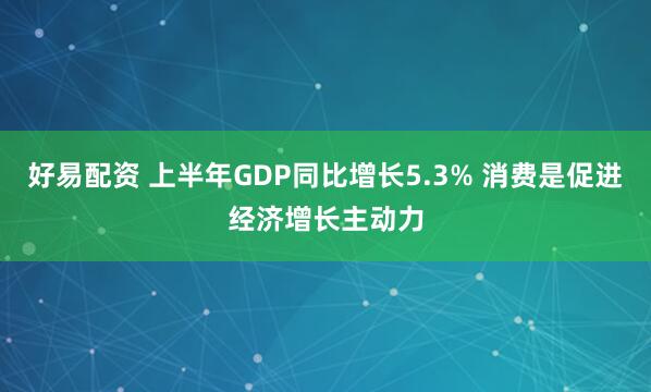 好易配资 上半年GDP同比增长5.3% 消费是促进经济增长主动力